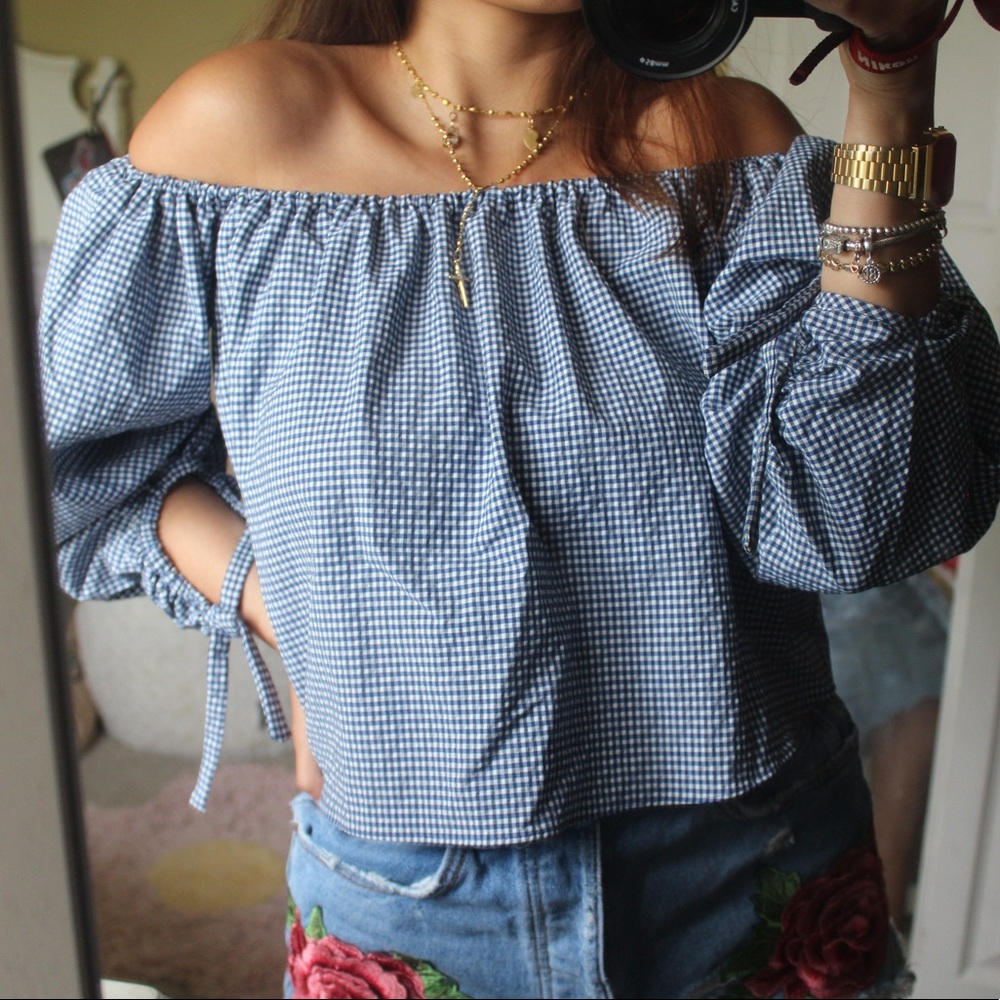 Zara off the shoulder gingham too